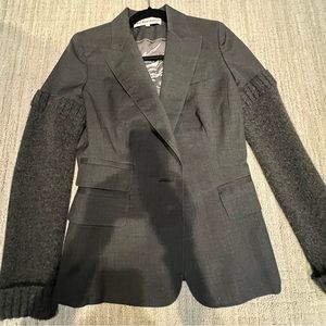 Gray Blazer Jacket with Knit Sleeves by Kaufman Franco Brunello
